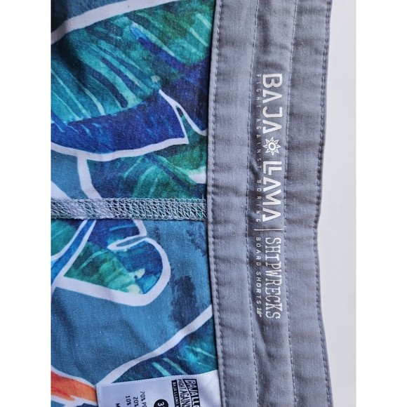 Baja Llama Shipwrecks 18" Inside Out Board Swim Shorts Sz 33 EUC - Picture 4 of 10